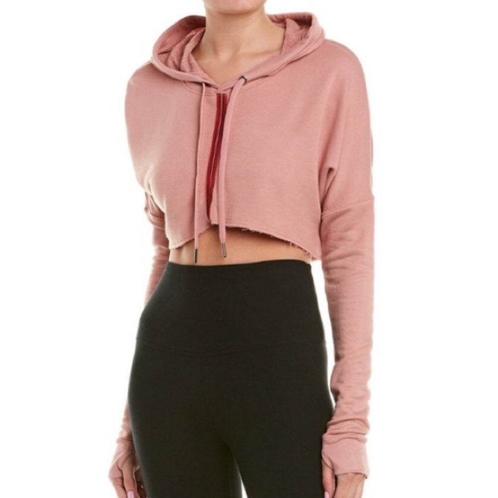 Splendid - Pink Stripe Drawstring Crop Hoodie - Women